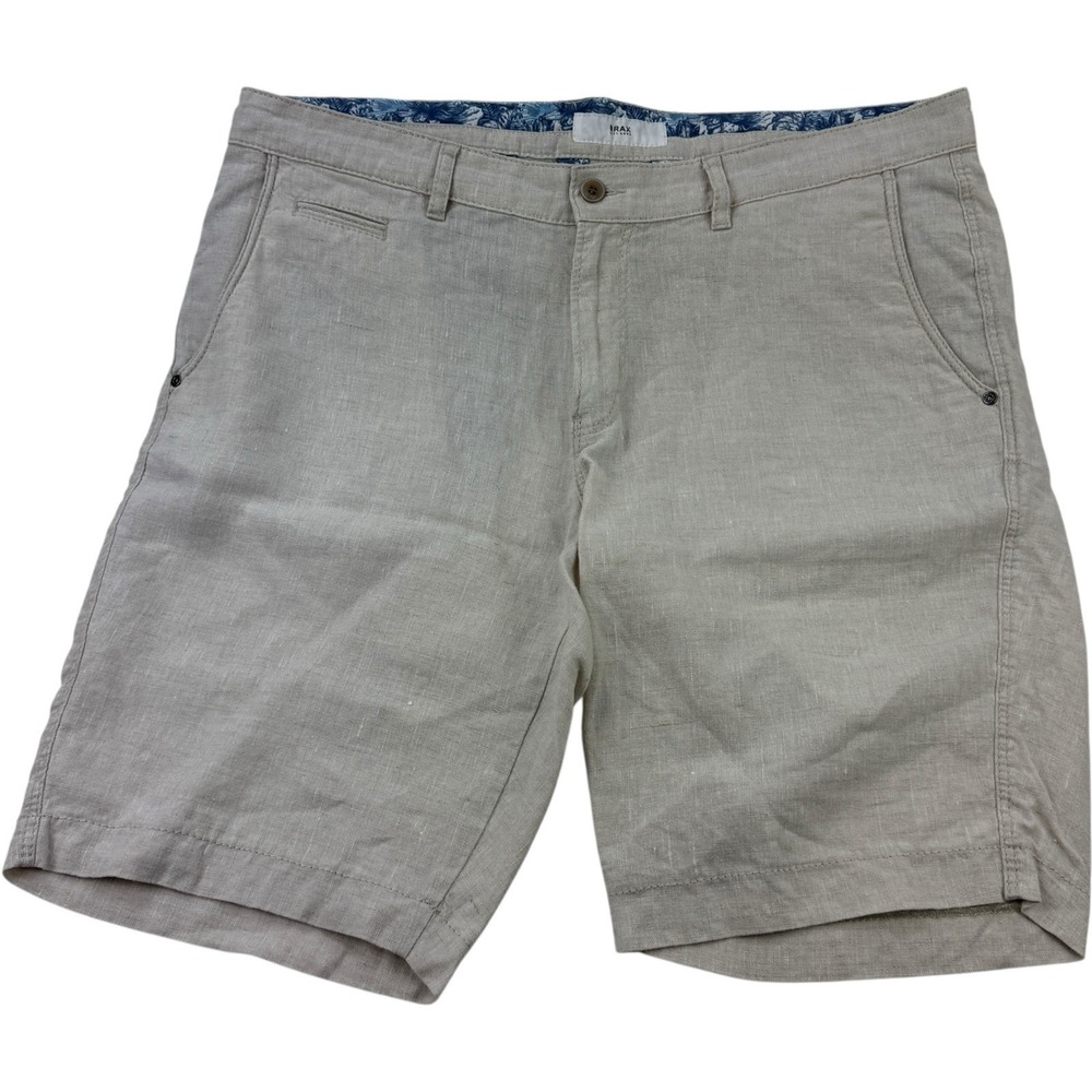 BRAX Beige Linen Flat Front Bari Shorts 38x11 Pure Linen Casual Mens Summer